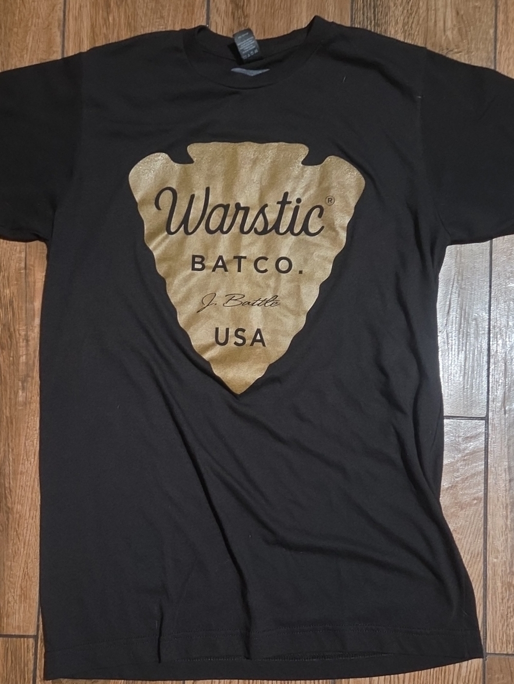 Warstic Black Short Sleeve Tee with Gold Shield Logo